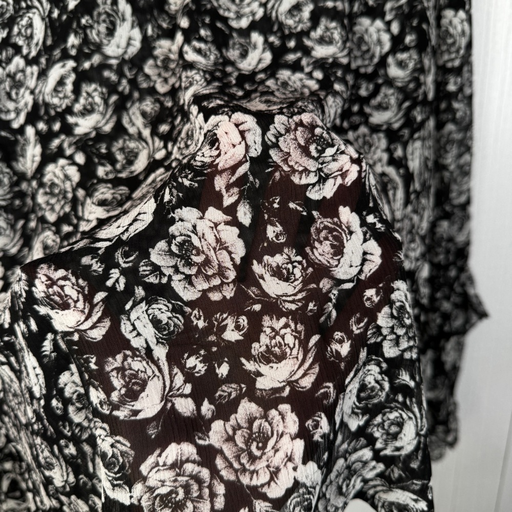 PAIGE Black and White Silk Floral Blouse - Picture 8 of 8